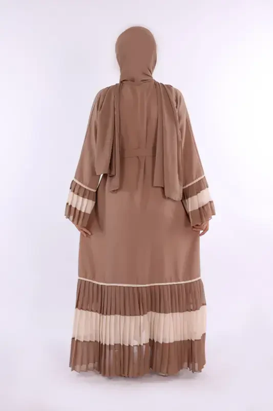 Ikki rangli kamarli, burmali abaya 7454 Vizone - 2