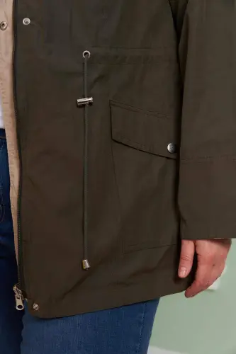 Ikki tomonlama katta o'lchamli trench xaki - 3