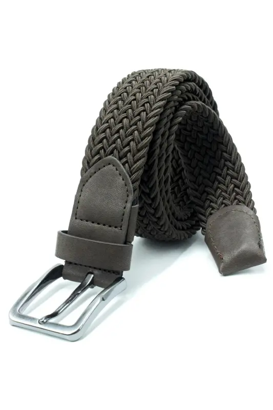 Ikkil Elastik O'rgu Kemer 3,5cm Qora Va Jigarrang Rezina Kemer Unisex 2 Dona-QORA - 1