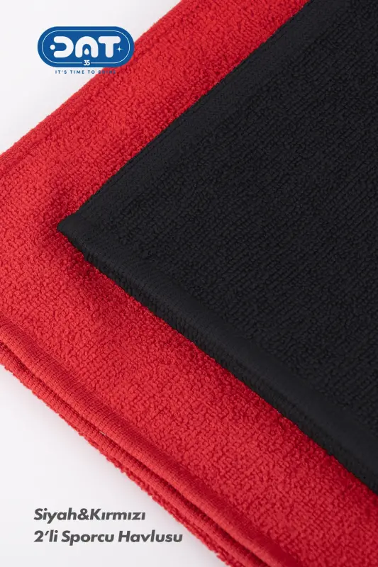 Ikkilik Sportchi Sochig'i Microfiber Gym Plitalari Fitness Boks Tennis Antibakterial Sport Sochig'i 48x90sm-Qizil - 16