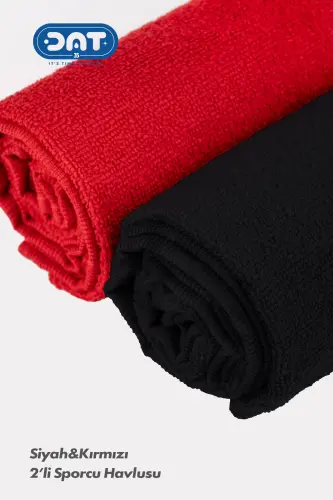 Ikkilik Sportchi Sochig'i Microfiber Gym Plitalari Fitness Boks Tennis Antibakterial Sport Sochig'i 48x90sm-Qizil - 8
