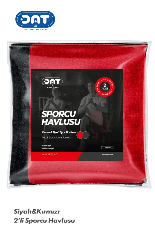 Ikkilik Sportchi Sochig'i Microfiber Gym Plitalari Fitness Boks Tennis Antibakterial Sport Sochig'i 48x90sm-Qizil - DAT35