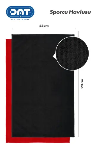 Ikkilik Sportchi Sochig'i Microfiber Gym Plitalari Fitness Boks Tennis Antibakterial Sport Sochig'i 48x90sm-Qizil - 3