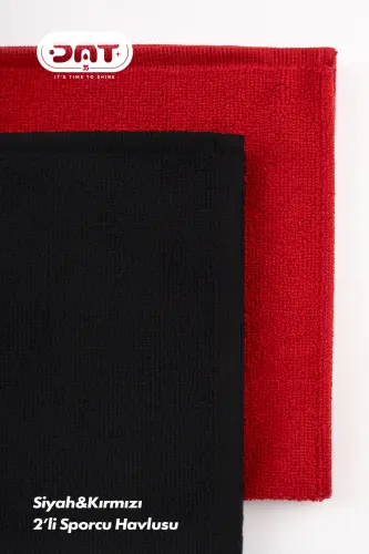 Ikkilik Sportchi Sochig'i Microfiber Gym Plitalari Fitness Boks Tennis Antibakterial Sport Sochig'i 48x90sm-Qizil - 5