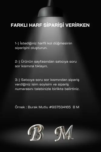 Ikkita harfli kumush rangli qol tugmasi O harfi-Ö - BAYEFENDİ (1)