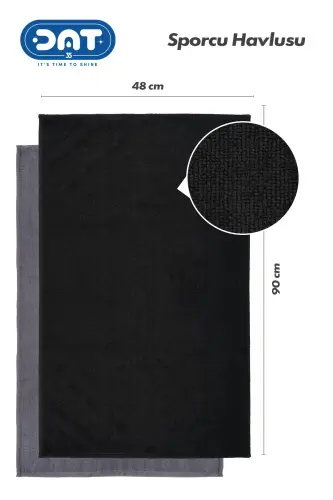 Ikkita sportchi sochiqlar to'plami Microfiber Gym Fitness Plitalari Boks Tennis Antibakterial Sport Sochiq 48x90sm-Qora - 3