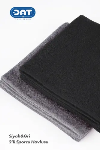 Ikkita sportchi sochiqlar to'plami Microfiber Gym Fitness Plitalari Boks Tennis Antibakterial Sport Sochiq 48x90sm-Qora - 7