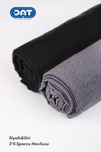 Ikkita sportchi sochiqlar to'plami Microfiber Gym Fitness Plitalari Boks Tennis Antibakterial Sport Sochiq 48x90sm-Qora - 8
