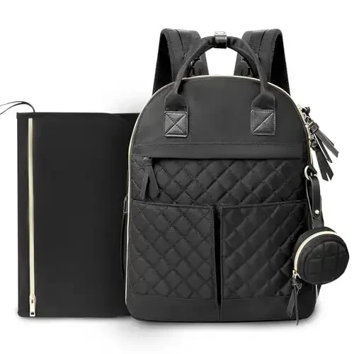ILCOLPO Diaper Bag Backpack, Baby Diaper Bag with 18 Pockets, Large Baby Bag Backpack for Girl Boy, Waterproof Diaper Bag with Changing Pad,Wet Dry Bag, Black - 6