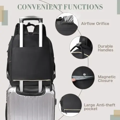 ILCOLPO Diaper Bag Backpack, Baby Diaper Bag with 18 Pockets, Large Baby Bag Backpack for Girl Boy, Waterproof Diaper Bag with Changing Pad & Wet Dry Bag, Black - 5