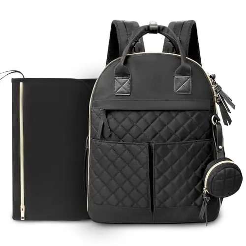 ILCOLPO Diaper Bag Backpack, Baby Diaper Bag with 18 Pockets, Large Baby Bag Backpack for Girl Boy, Waterproof Diaper Bag with Changing Pad & Wet Dry Bag, Black - 6