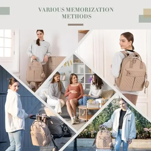 ILCOLPO Diaper Bag Backpack, Baby Diaper Bag with 18 Pockets, Large Baby Bag Backpack for Girl Boy, Waterproof Diaper Bag with Changing Pad,Wet Dry Bag, Khaki - 2