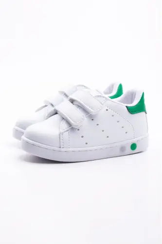 Ilk Adım Ayakkabısı Erkek Bebek Ilk Adım Ayakkabısı Ortopedik Tabanlı Ayakkabı Işıklı Ayakkabı-Beyaz Yeşil - 4