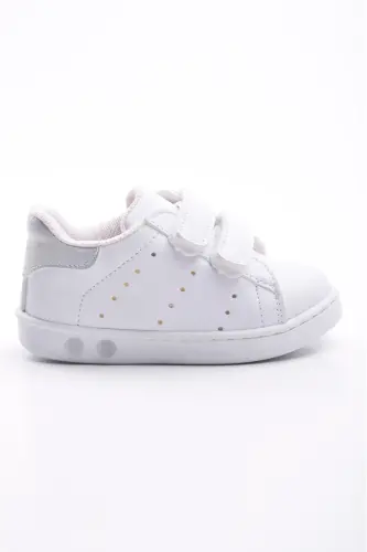 Ilk Adım Ayakkabısı Erkek Bebek Ilk Adım Ayakkabısı Ortopedik Tabanlı Ayakkabı Işıklı Ayakkabı-Gri Beyaz - 1