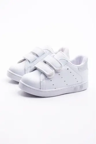 Ilk Adım Ayakkabısı Erkek Bebek Ilk Adım Ayakkabısı Ortopedik Tabanlı Ayakkabı Işıklı Ayakkabı-Gri Beyaz - 6