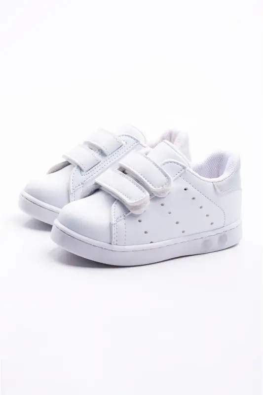 Ilk Adım Ayakkabısı Erkek Bebek Ilk Adım Ayakkabısı Ortopedik Tabanlı Ayakkabı Işıklı Ayakkabı-Gri Beyaz - 6