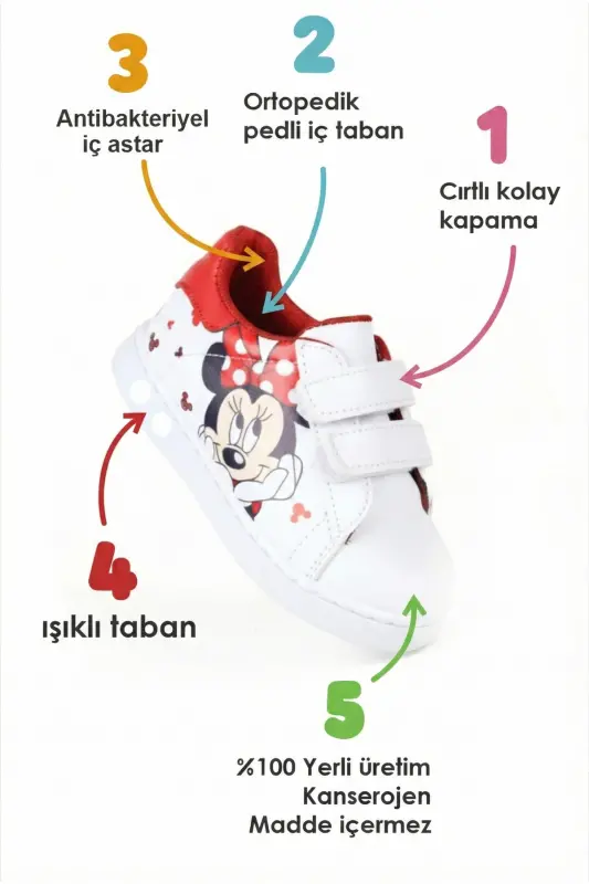 Ilk Adım Ayakkabısı Kız Bebek Ilk Adım Ayakkabısı Ortopedik ilk Adım Işıklı ve rahat-Çok Renkli - 3
