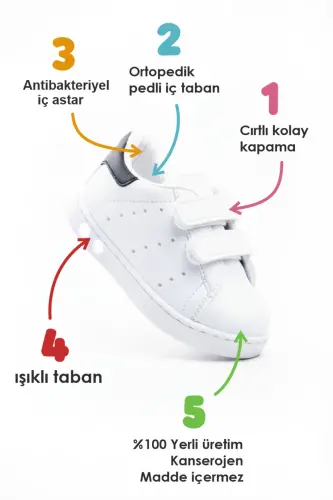 Ilk Adım Ayakkabısı Unisex Erkek Kız Bebek Ilk Adım Ayakkabısı Ortopedik Ilk Adım Ayakkabısı-Beyaz Siyah - MODAZONE (1)