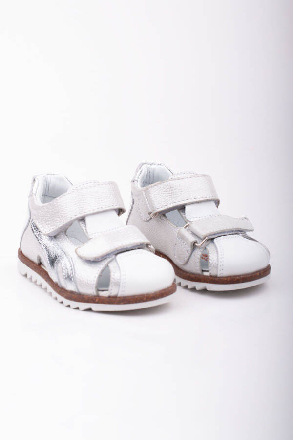 Ilk Adım Kız Bebek Sandalet Hakiki Deri Kız Bebek Ortopedik Sandalet - sedefli beyaz - 4