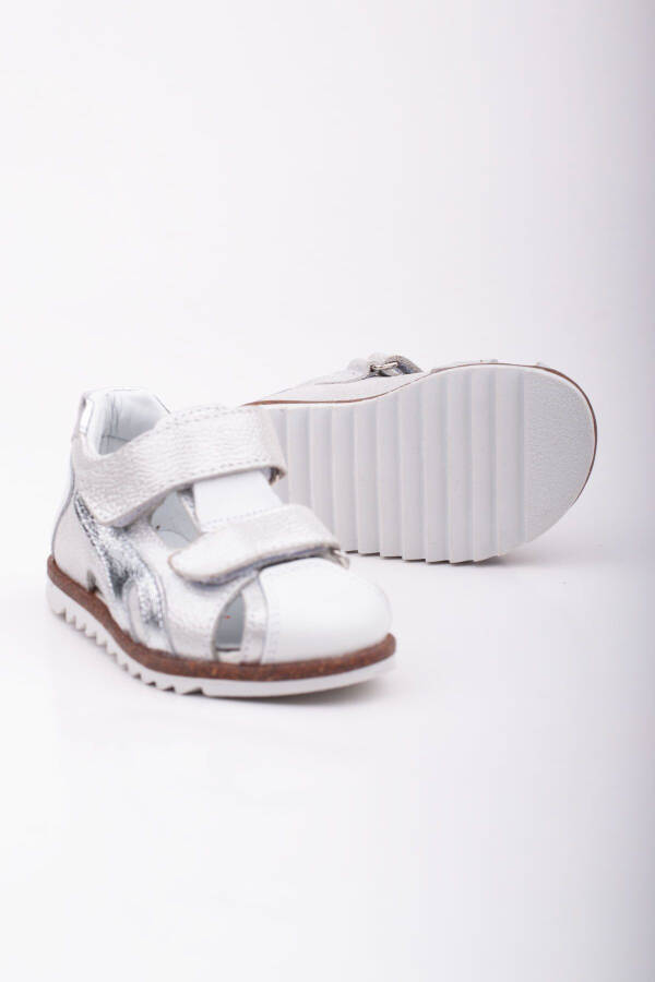 Ilk Adım Kız Bebek Sandalet Hakiki Deri Kız Bebek Ortopedik Sandalet - sedefli beyaz - 5