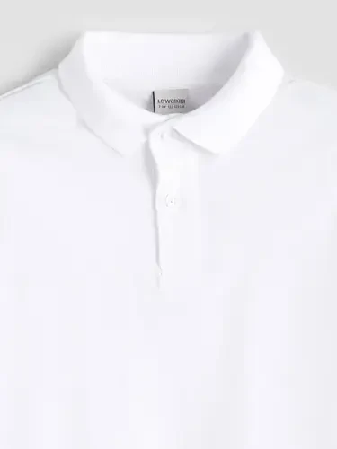 Beyaz Polo Yaka Erkek Çocuk Tişört-Beyaz - 3