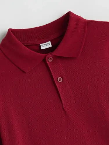 Bordo Polo Yaka Erkek Çocuk Tişört-Bordo - 2
