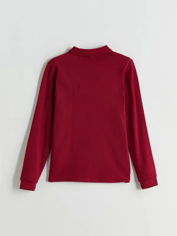 Bordo Polo Yaka Erkek Çocuk Tişört-Bordo - 3