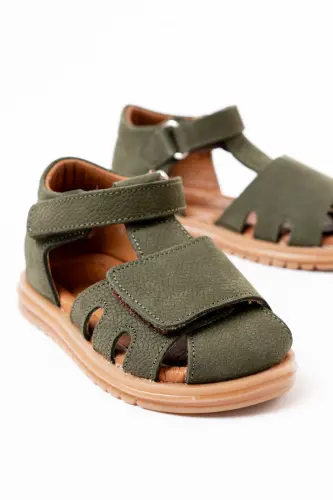 Ilk qadam - Chaqaloq Haqiqiy Teri Ortopedik Sandal - Xaki 