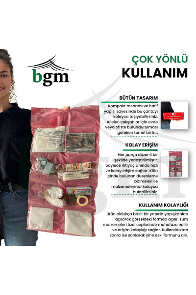 İlk Yardım Çantası Katlanır Model Acil Müdahale Kiti Temel Malzemeler - 3