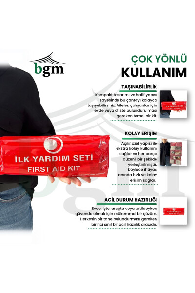 İlk Yardım Çantası Katlanır Model Acil Müdahale Kiti Temel Malzemeler - 5