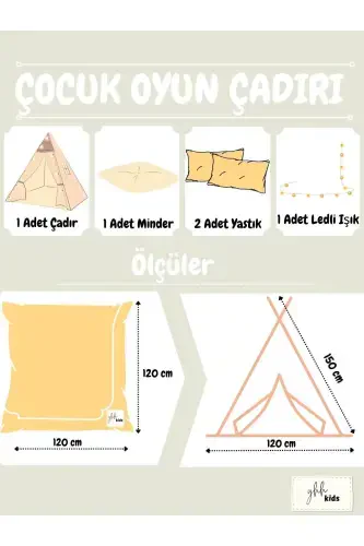 Illuminated Children's Play Tent Teepee Playhouse with Mat and Pillow Pink-Pink - 4