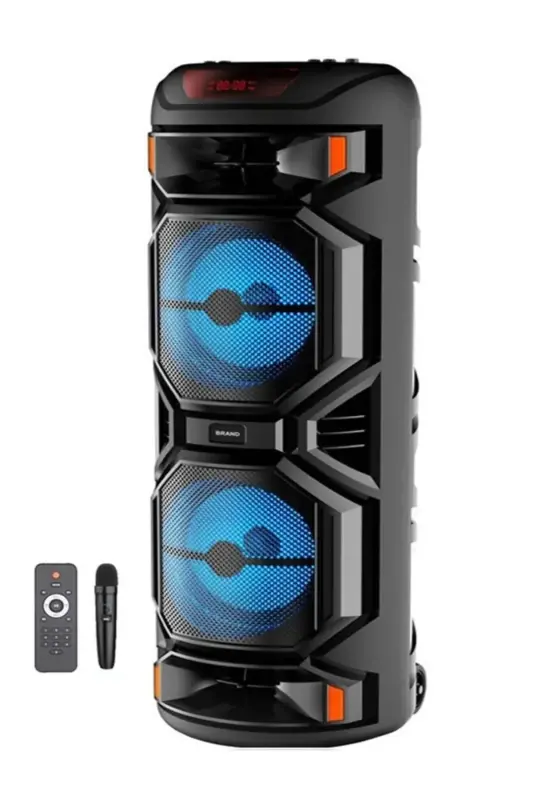 Illuminated Large Party Box Bluetooth Speaker Portable Rechargeable Sound System with RADIO Karaoke Mic - 3