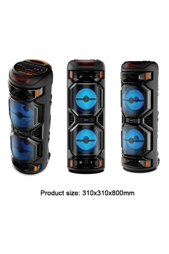 Illuminated Large Party Box Bluetooth Speaker Portable Rechargeable Sound System with RADIO Karaoke Mic - 5