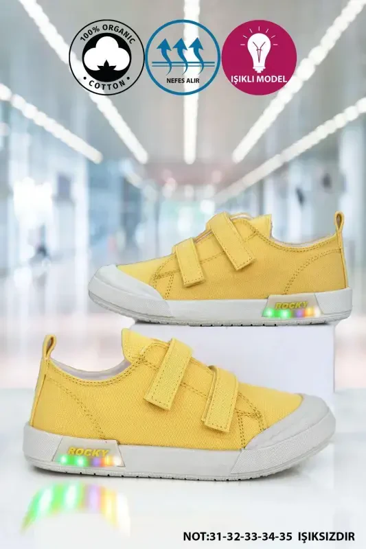 Illuminated Linen Unisex Children's Shoes-yellow - BIG KING