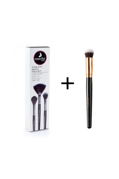 Illuminating Makeup Brush Set - 49 + Oval Shaped Concealer Brush - 136 - Nascita