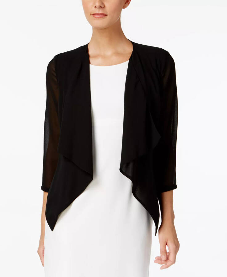 Illusion-Sleeve Draped Cardigan Black - 3