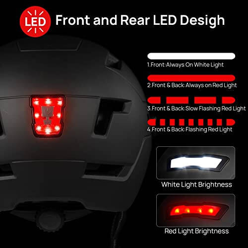 ILM Adult Bike Helmet with USB Rechargeable LED Front and Back Light Mountain&Road Bicycle Helmets for Men Women Removable Goggle Cycling Helmet E3-10L(Matte Black, Large/X-Large) - 2