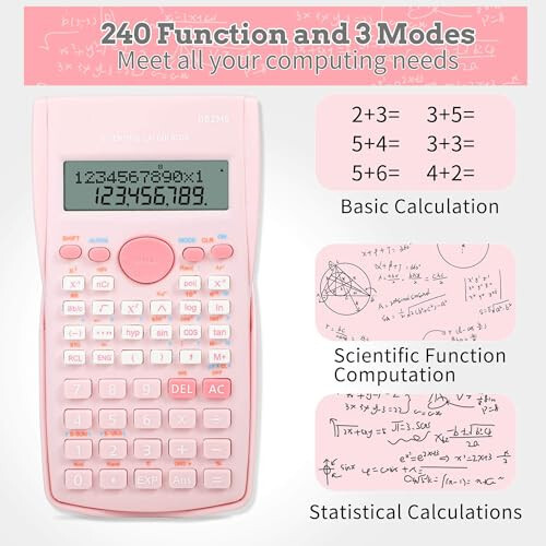 Ilmiy kalkulyator, 2 qatorli yoqimli ilmiy matematik kalkulyatori Funktsiyalar kalkulyatori Oʻquvchilar uchun Algebra Geometriya Oʻrta va Oliy oʻquv yurtlari talabalari uchun asosiy Kalkulyator Maktab va maktab materiallari (Pushti) - 4