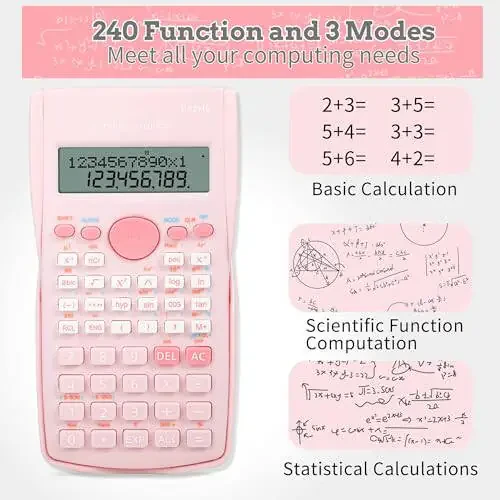 Ilmiy kalkulyator, 2 qatorli yoqimli ilmiy matematik kalkulyatori Funktsiyalar kalkulyatori Oʻquvchilar uchun Algebra Geometriya Oʻrta va Oliy oʻquv yurtlari talabalari uchun asosiy Kalkulyator Maktab va maktab materiallari (Pushti) - 4