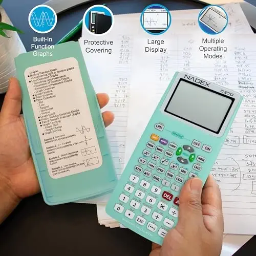 Ilmiy kalkulyator, Kollej va o'rta maktab o'quvchilari, Muhandislik, Yuqori matematika, Hisob, Algebra, Geometriya, Trigonometriya, Statistika, Fizika, Kimyo uchun Grafik funktsiyalari bilan - Yashil - 11