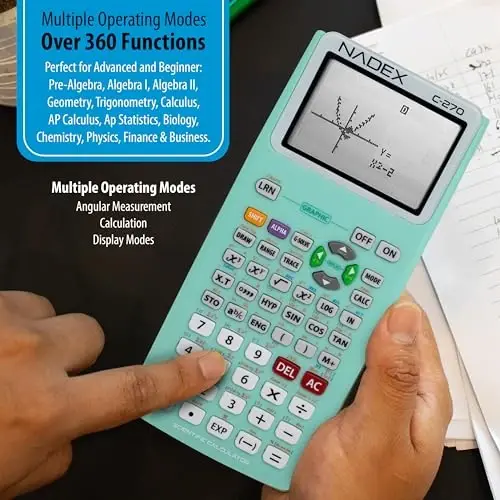 Ilmiy kalkulyator, Kollej va o'rta maktab o'quvchilari, Muhandislik, Yuqori matematika, Hisob, Algebra, Geometriya, Trigonometriya, Statistika, Fizika, Kimyo uchun Grafik funktsiyalari bilan - Yashil - 2