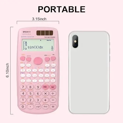 Ilmiy kalkulyatorlar, IPEROT Pushti Ilmiy kalkulyator 417 funktsiya, Stol Matematik Quyosh Kalkulyatorlari O'rta maktab va kollej talabalari uchun mos maktab anjomlari Algebra va boshqa Matematik darsliklar - 5