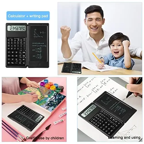 Ilmiy kalkulyatorlar, Maktab uchun kalkulyator, 10 xonali katta ekranli Calculadora Cientifica, Bloknotli ilmiy kalkulyator, O'rta maktab va kollej uchun matematik kalkulyator (Qora) - LVESUNNY