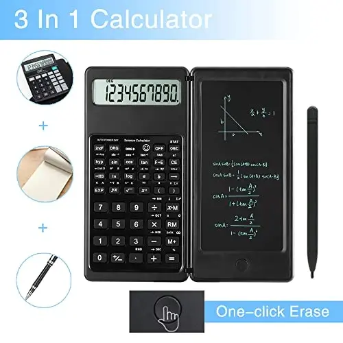 Ilmiy kalkulyatorlar, Maktab uchun kalkulyator, 10 xonali katta ekranli Calculadora Cientifica, Bloknotli ilmiy kalkulyator, O'rta maktab va kollej uchun matematik kalkulyator (Qora) - LVESUNNY (1)