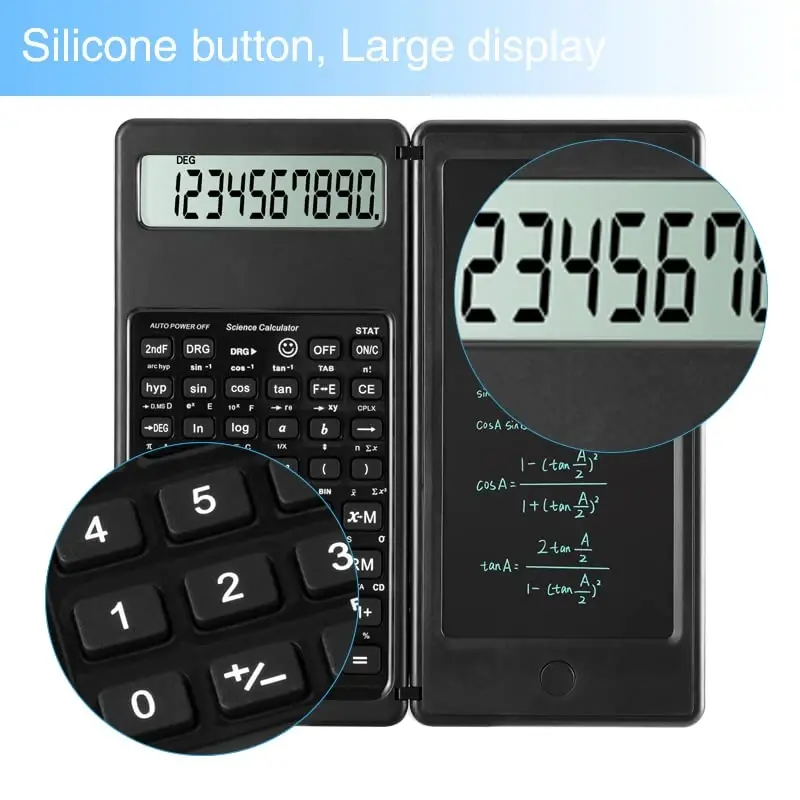 Ilmiy kalkulyatorlar, Maktab uchun kalkulyator, 10 xonali katta ekranli Calculadora Cientifica, Bloknotli ilmiy kalkulyator, O'rta maktab va kollej uchun matematik kalkulyator (Qora) - 4