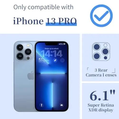 ilnehc Case for iPhone 13 Pro 6.1, Clear Floral Case-Butterfly/Blue | Screen Protector Included | Camera Protection | Women & Girls | Soft TPU - 2