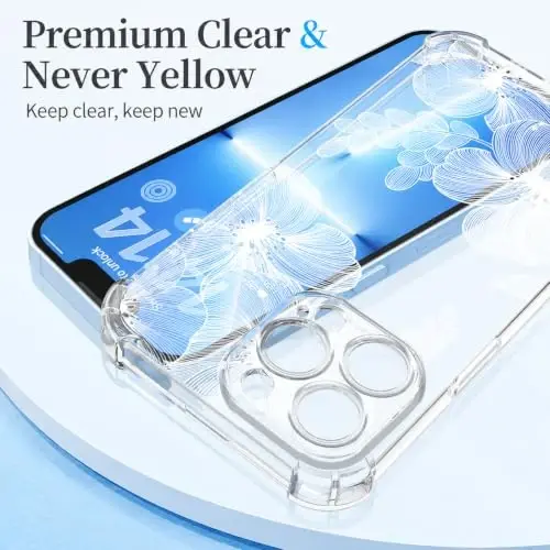 ilnehc Case for iPhone 13 Pro 6.1, Clear Floral Case-Flower-2/White | Screen Protector Included | Camera Protection | Women & Girls | Soft TPU - 5
