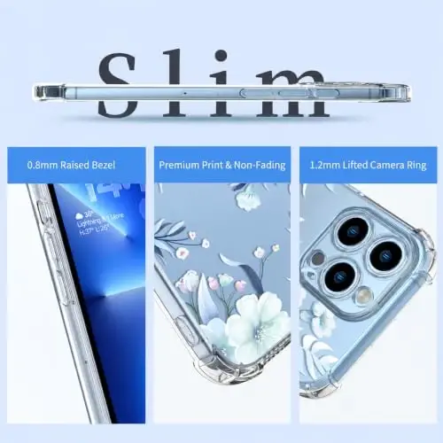 ilnehc Case for iPhone 13 Pro Max,Clear Floral Case-Hibiscus | Screen Protector Included | Camera Protection | Women & Girls | Soft TPU - 6