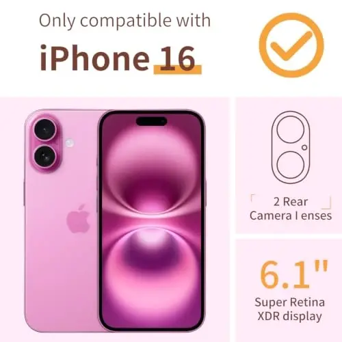ilnehc for iPhone 16 Case, 3 in 1 Screen & Lens Protectors, Floral Cover | Soft TPU Material | Flower Design | Shockproof | Designed for Women Girls，Butterfly Meadow - ILNEHC (1)