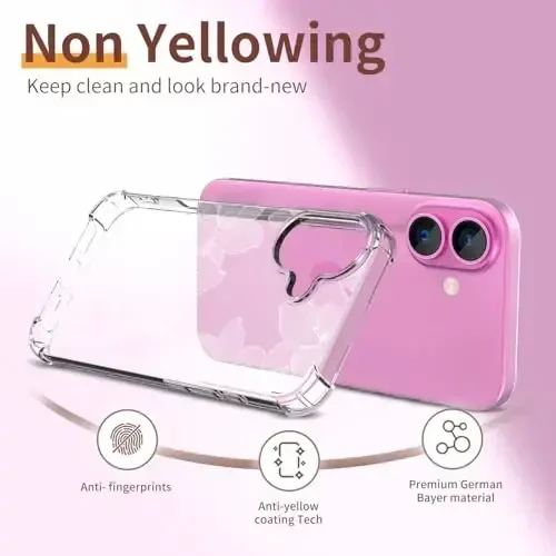 ilnehc for iPhone 16 Case,[3 in 1] with Screen Protector & Camera Lens Protector, Flower Pattern Design,Clear Soft Shockproof Slim Floral Phone Cover for Women Girls 2024 6.1
